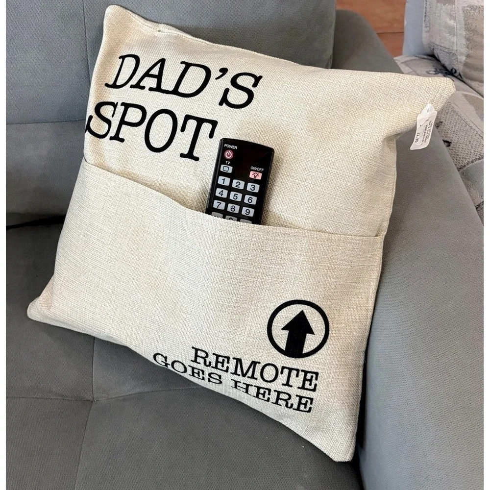 Novelty Remote Control Pocket Pillow Cases Gift Mom & Dad Pocket Zip Set 2